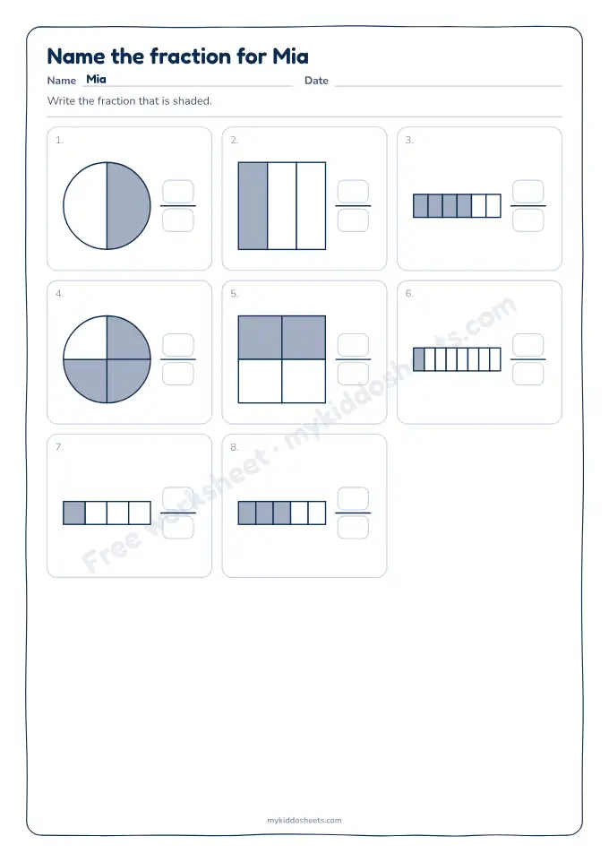 Fractions worksheet preview
