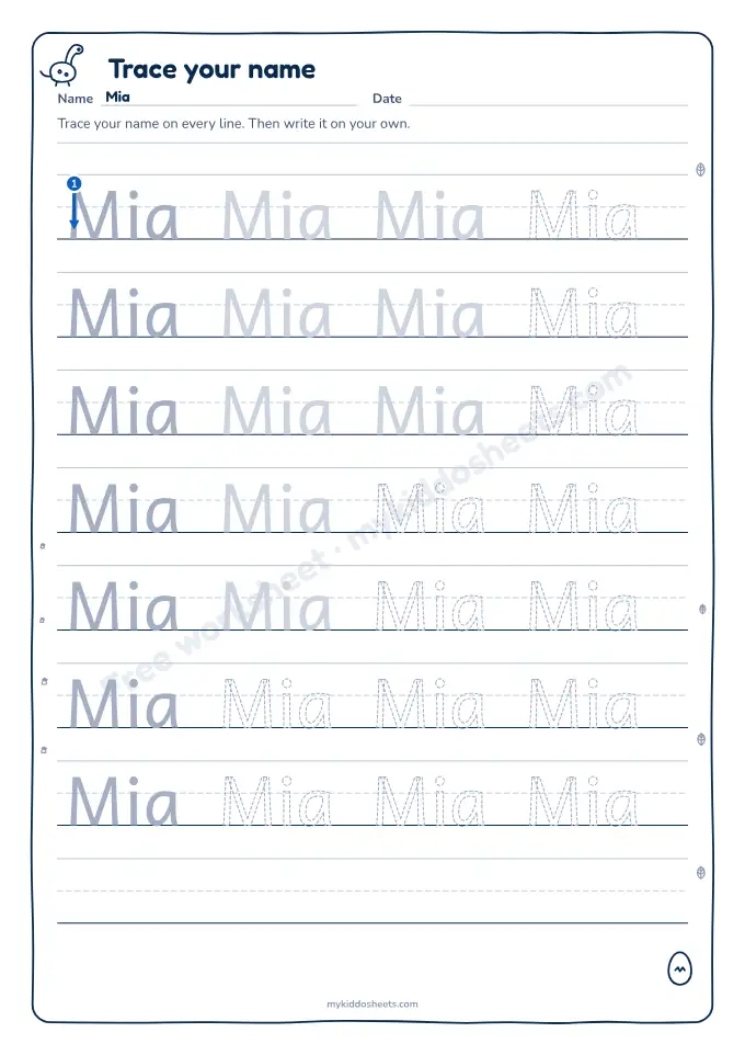 Name tracing worksheet preview