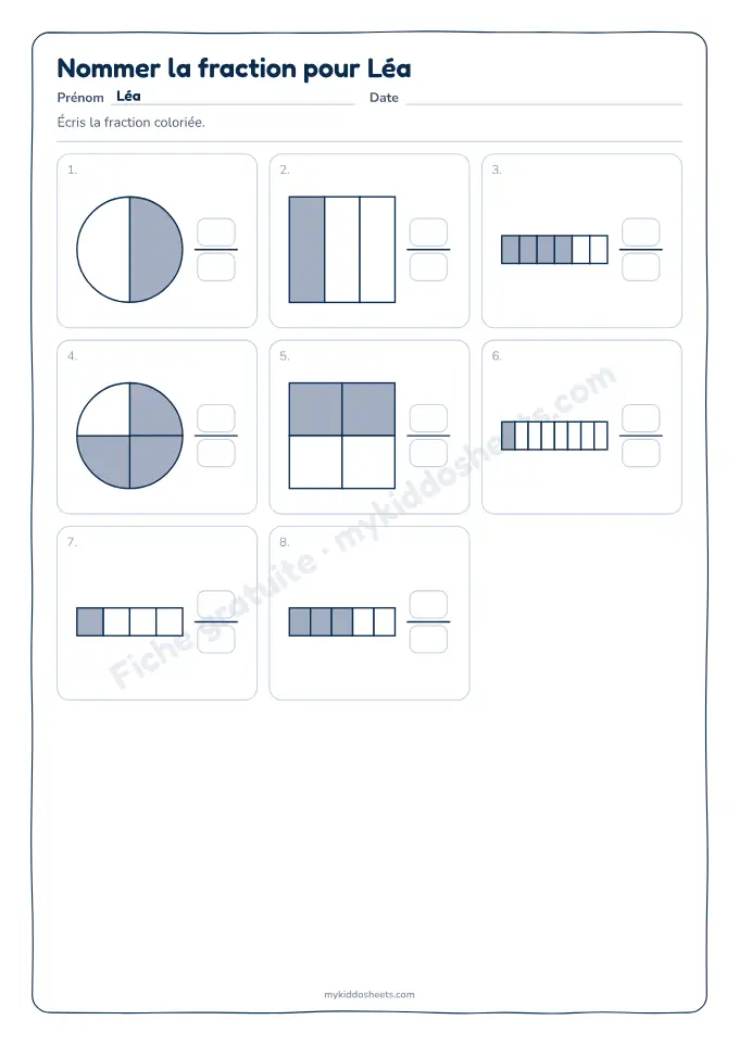 Aperçu de la fiche Fractions